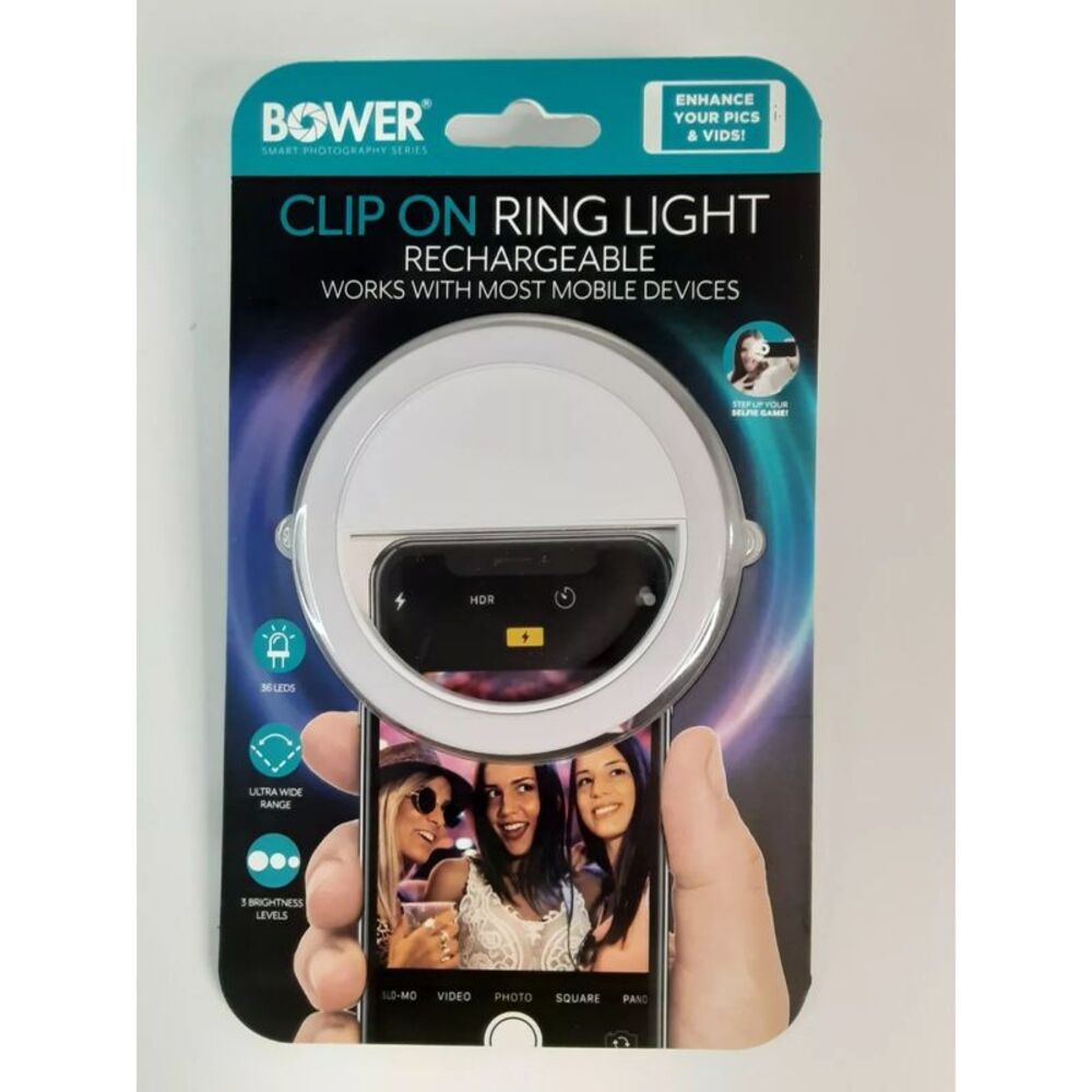 Bower Rechargeable 36 LED Clip On Ring Light for Smart Phones  - White